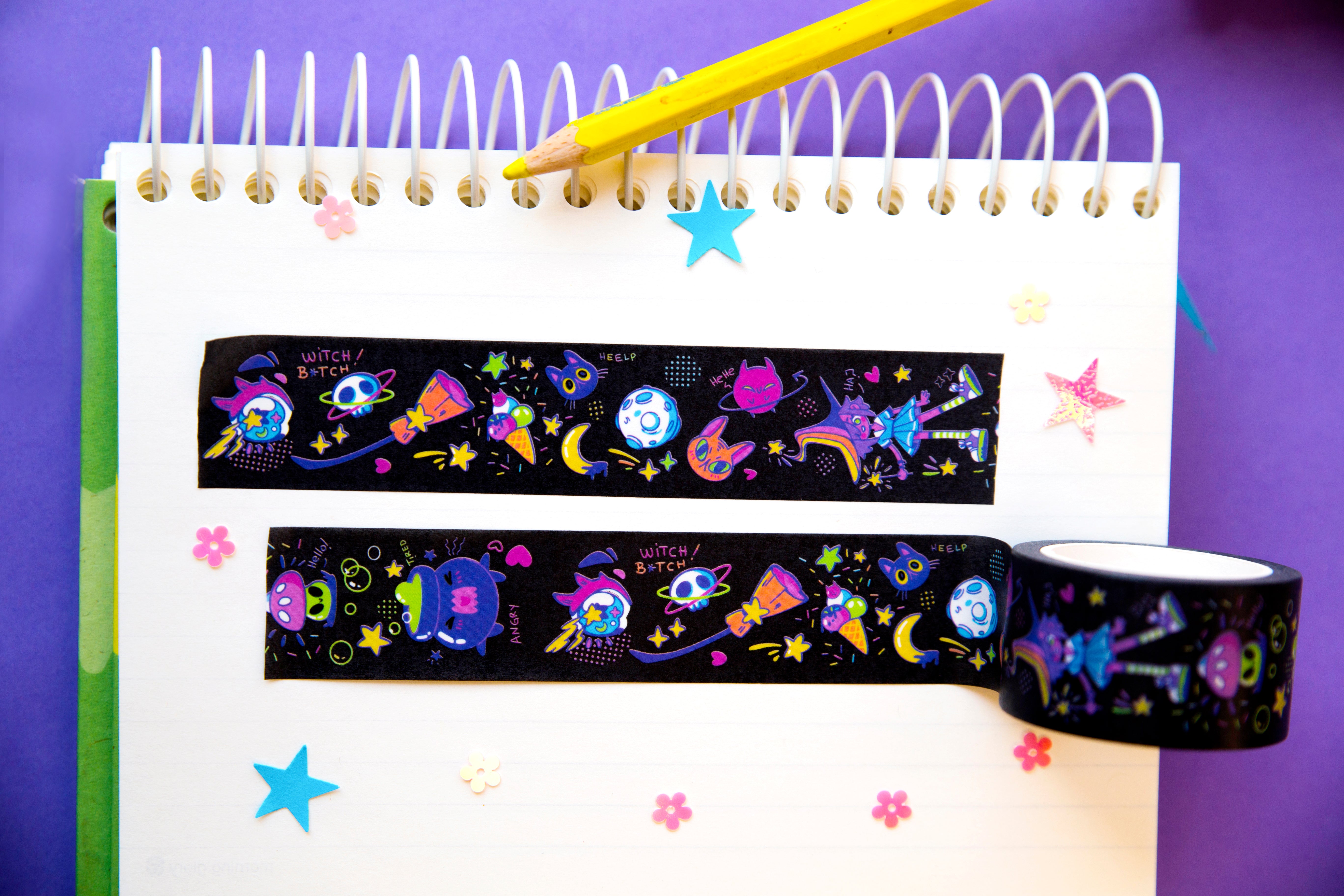 Witchy Washi tape with Holographic Foil - Witch Washi Tape - Witch